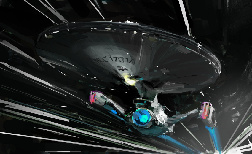 english_commentary, flying, highres, john_liberto, motion_lines, no_humans, science_fiction, sketch