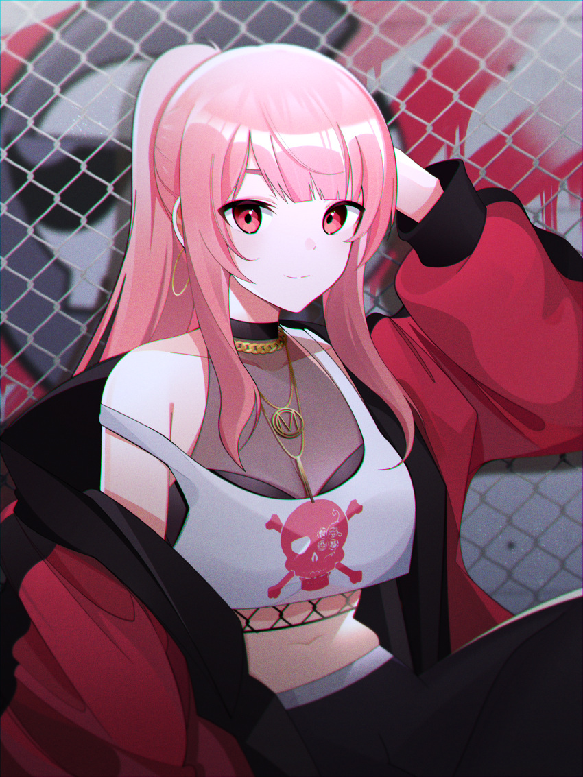1girl, absurdres, bangs, black_jacket, black_pants, blunt_bangs, blurry, blurry_background