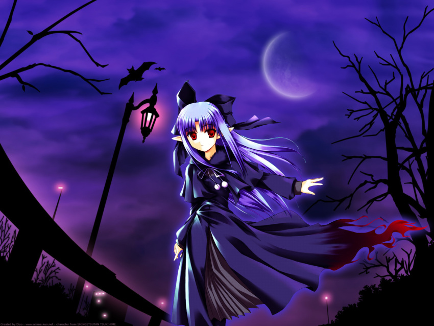 dress, highres, len, melty_blood, pointy_ears, red_eyes, ren, ribbon