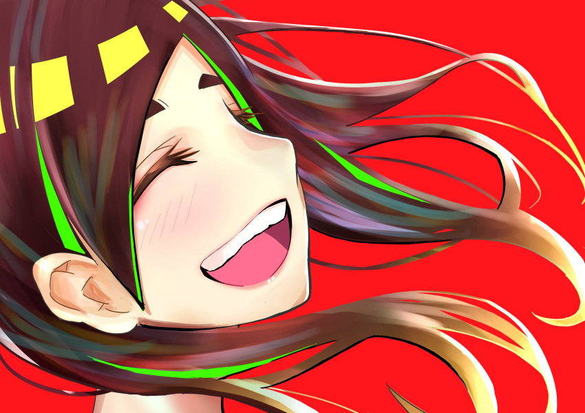 1girl, absurdres, brown_hair, close-up, closed_eyes, commentary, eizouken_ni_wa_te_wo_dasu_na!, eyelashes