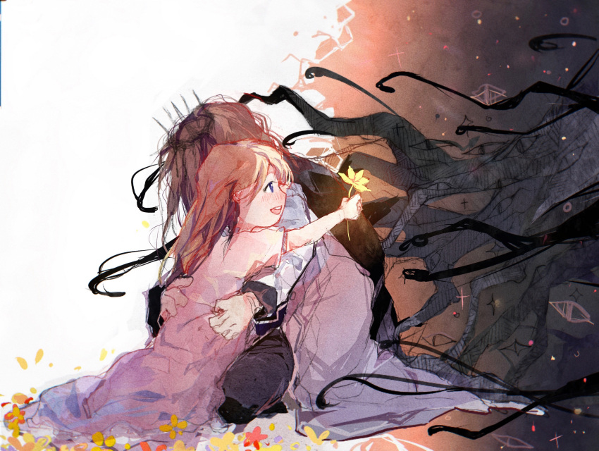 1boy, 1girl, bernadette_gustav, blue_eyes, brown_hair, cape, chinese_commentary, commentary_request