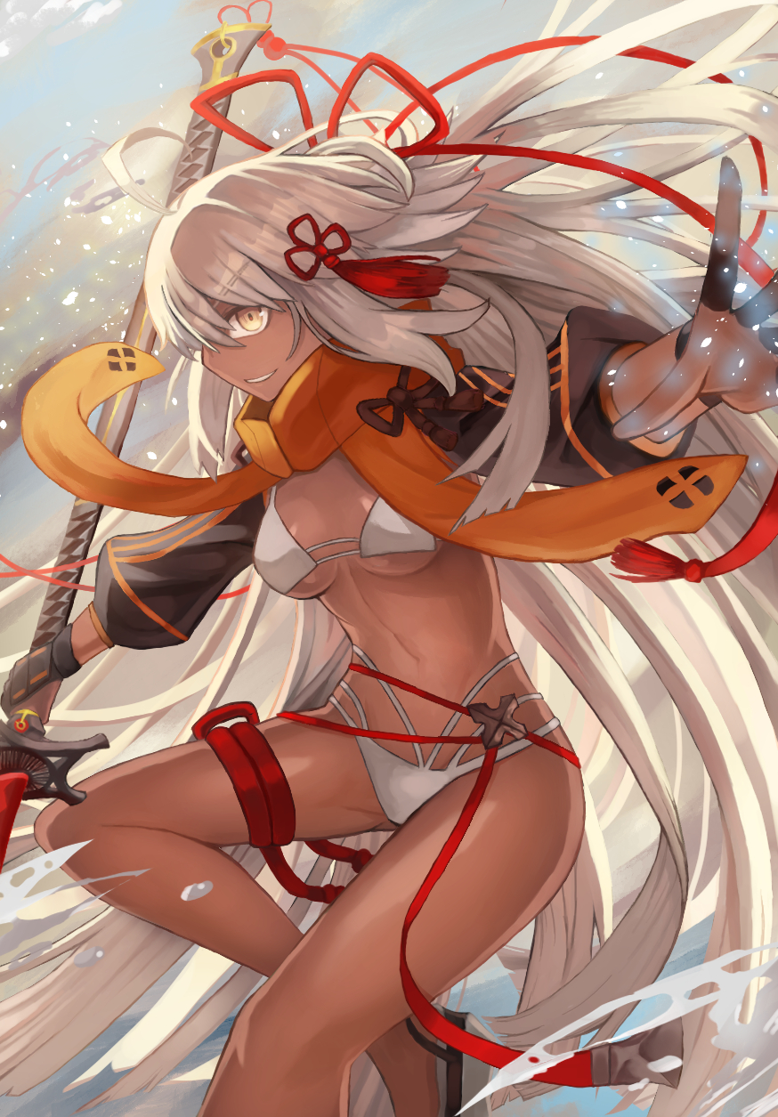 1girl, ahoge, breasts, eyebrows_visible_through_hair, fate/grand_order, fate_(series), hair_ornament, highres