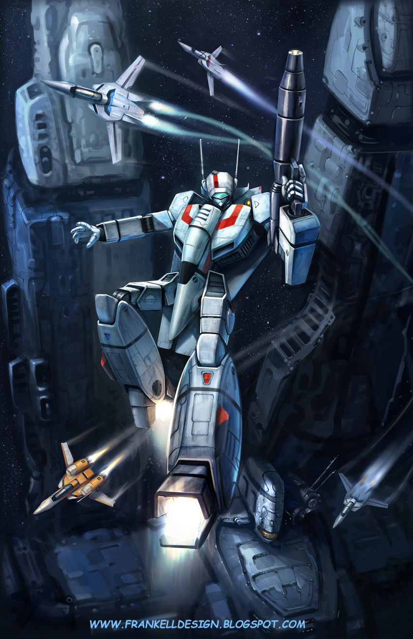 choujikuu_yousai_macross, el_fabuloso_octavio, energy_cannon, english_commentary, fleet, gunpod, highres, machinery