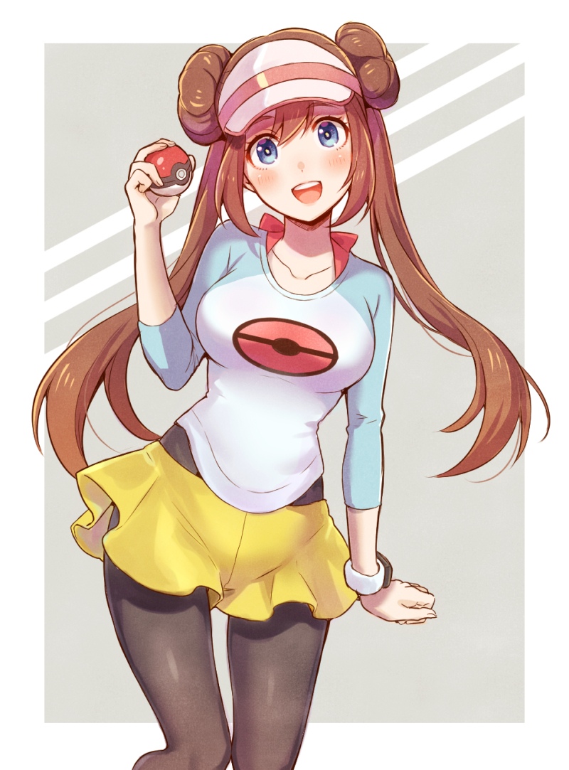 1girl, :d, bangs, blue_eyes, blush, border, bow, breasts