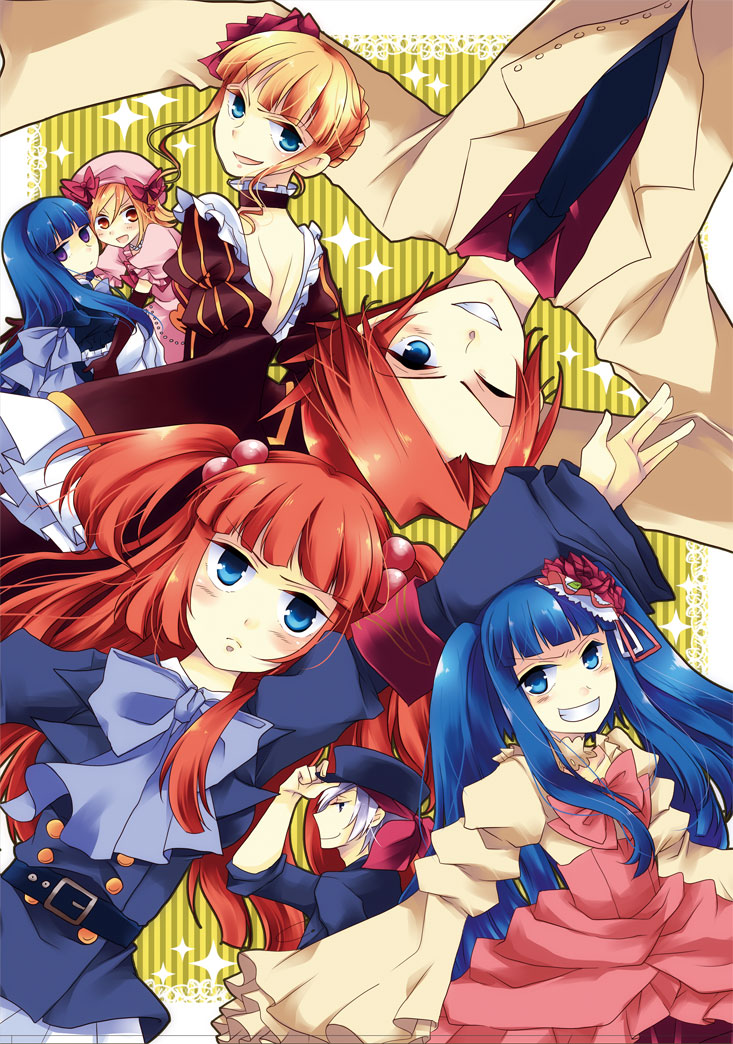 amakusa_juuza, armband, beatrice, blonde_hair, blue_eyes, blue_hair, bow, choker