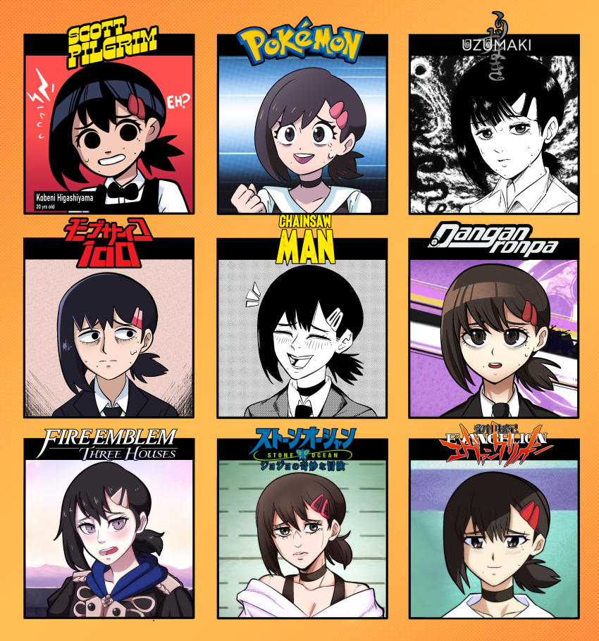 1girl, absurdres, apron, bernadetta_von_varley, bernadetta_von_varley_(cosplay), black_apron, black_eyes, black_hair