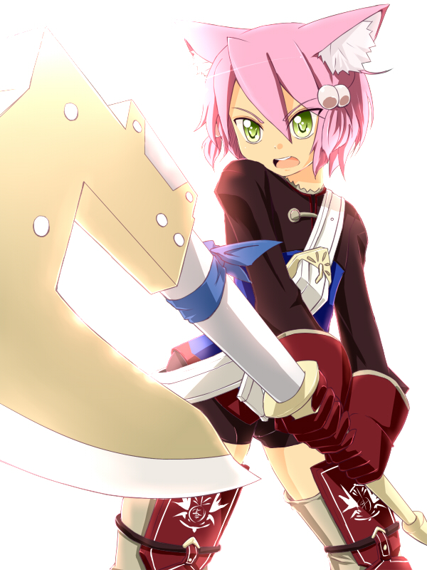 1girl, 7th_dragon, 7th_dragon_(series), animal_ears, bad_id, bike_shorts, cat_ears, fighter_(7th_dragon)