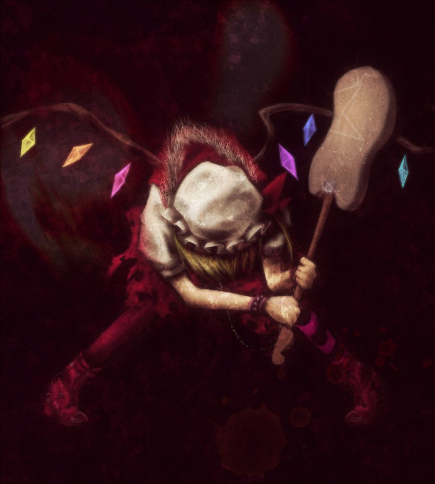 asymmetrical_clothing, blonde_hair, blood, blood_stain, blood_stains, boots, chain, chains