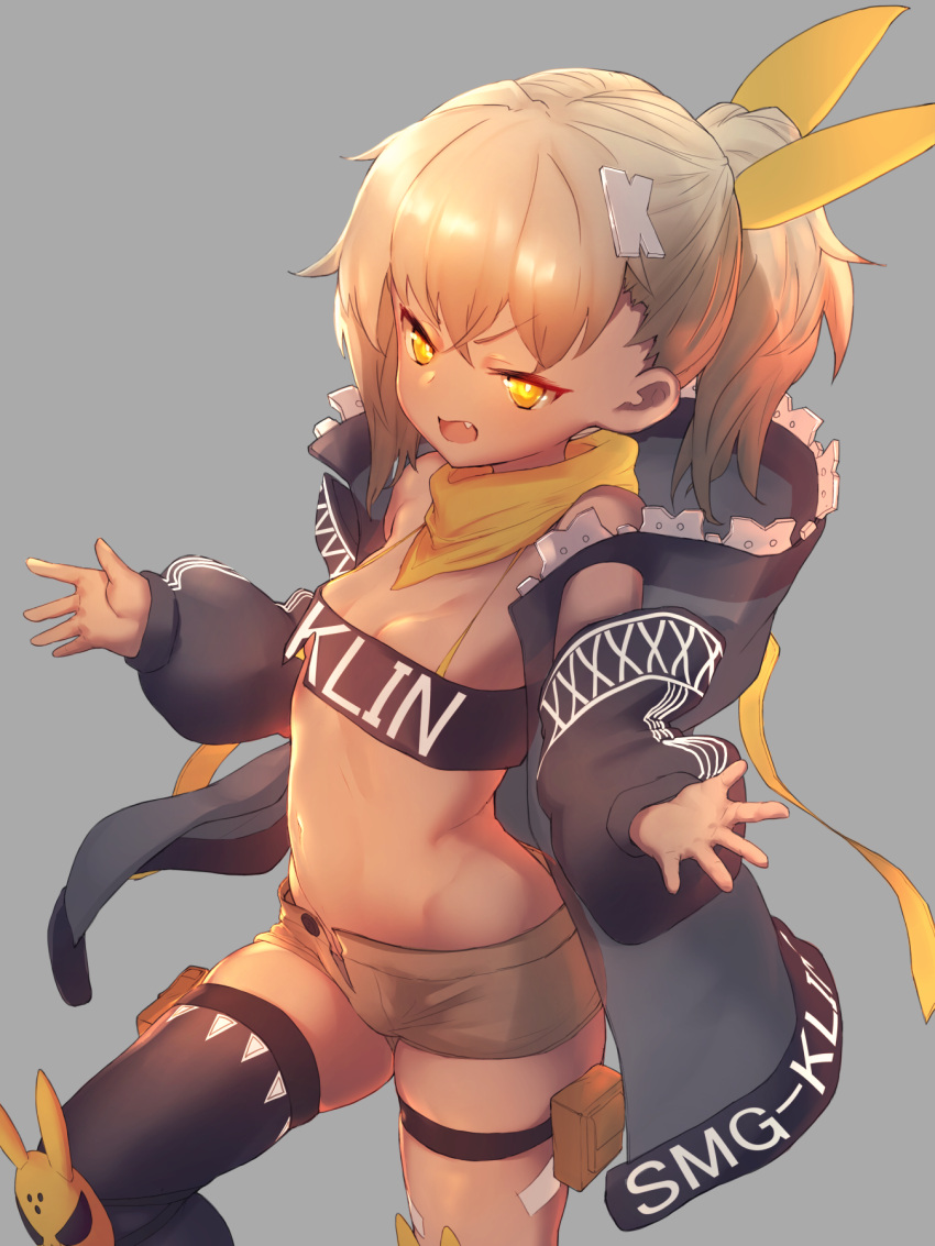 1girl, breasts, dark-skinned_female, dark_skin, fang, girls_frontline, highres, klin_(girls'_frontline)