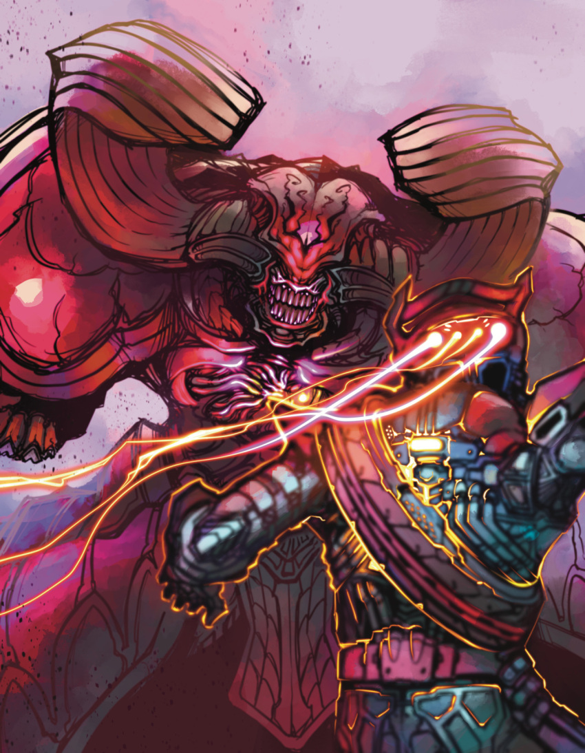 2boys, armor, clenched_hands, fighting, from_behind, heart_roidmude, highres, horns