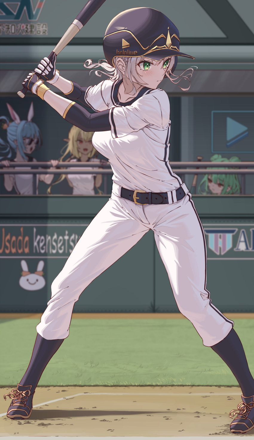 4girls, absurdres, alternate_hairstyle, animal_ear_fluff, animal_ears, aviator_sunglasses, bangs, baseball_bat