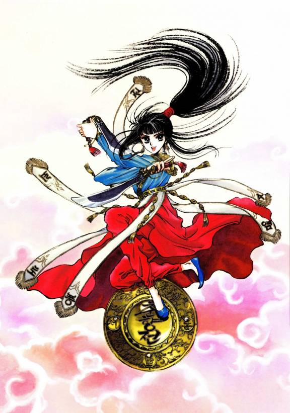 chun_hyang, clamp, grey_eyes, korean_clothes, long_hair, ponytail, shin_shunka-den, solo, sword, very_long_hair, weapon