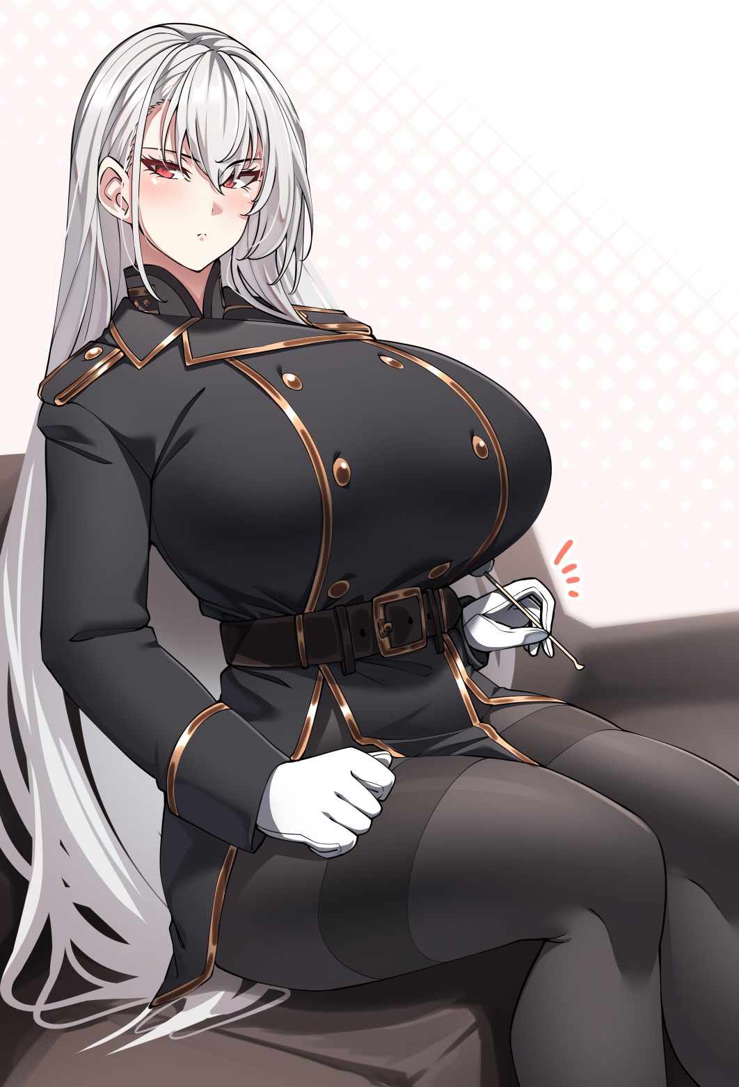 1girl, black_legwear, blush, breasts, gloves, highres, huge_breasts, konoshige_(ryuun)
