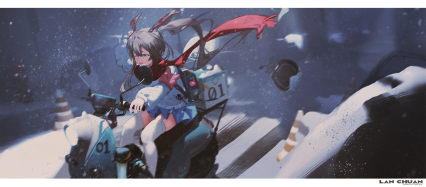 1girl, ;o, absurdres, amiya_(arknights), amiya_(fresh_fastener)_(arknights), animal_ears, arknights, artist_name