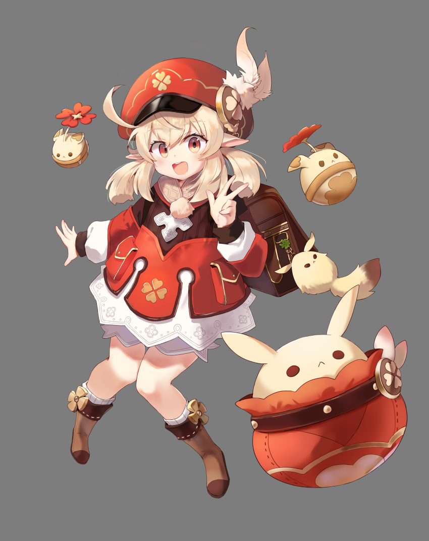 1girl, :d, absurdres, ahoge, backpack, bag, bag_charm, bangs
