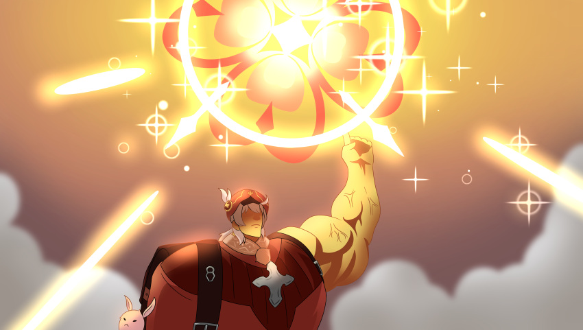 absurdres, anil5609, arm_up, backpack, bag, bag_charm, blurry, brown_scarf