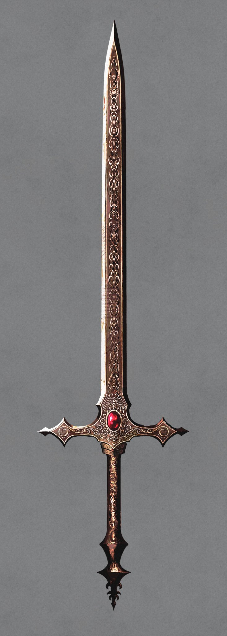 commentary_request, fantasy, grey_background, highres, long_sword, no_humans, original, simple_background