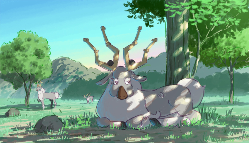 commentary_request, day, grass, illustration_room_nagi, looking_to_the_side, lying, on_stomach, outdoors