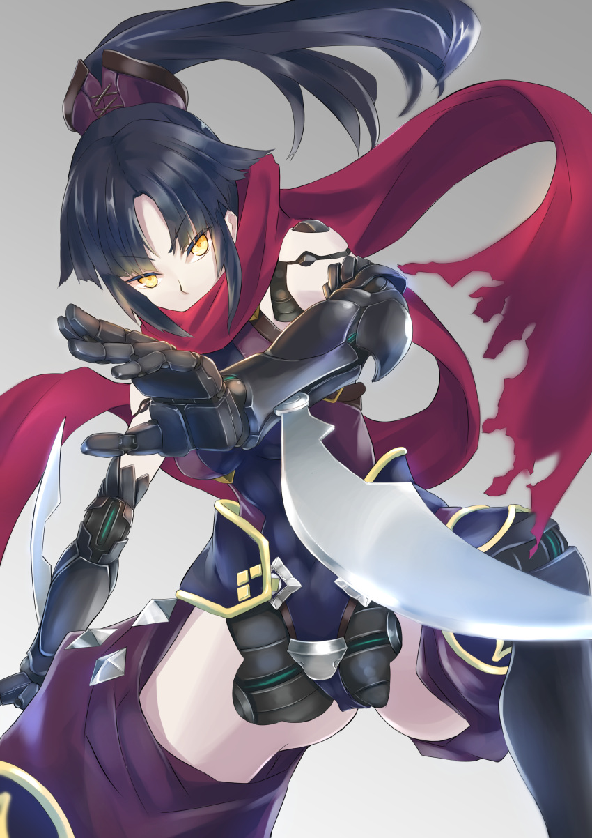 1girl, absurdres, android, arm_blade, black_hair, breasts, fate/grand_order, fate_(series)