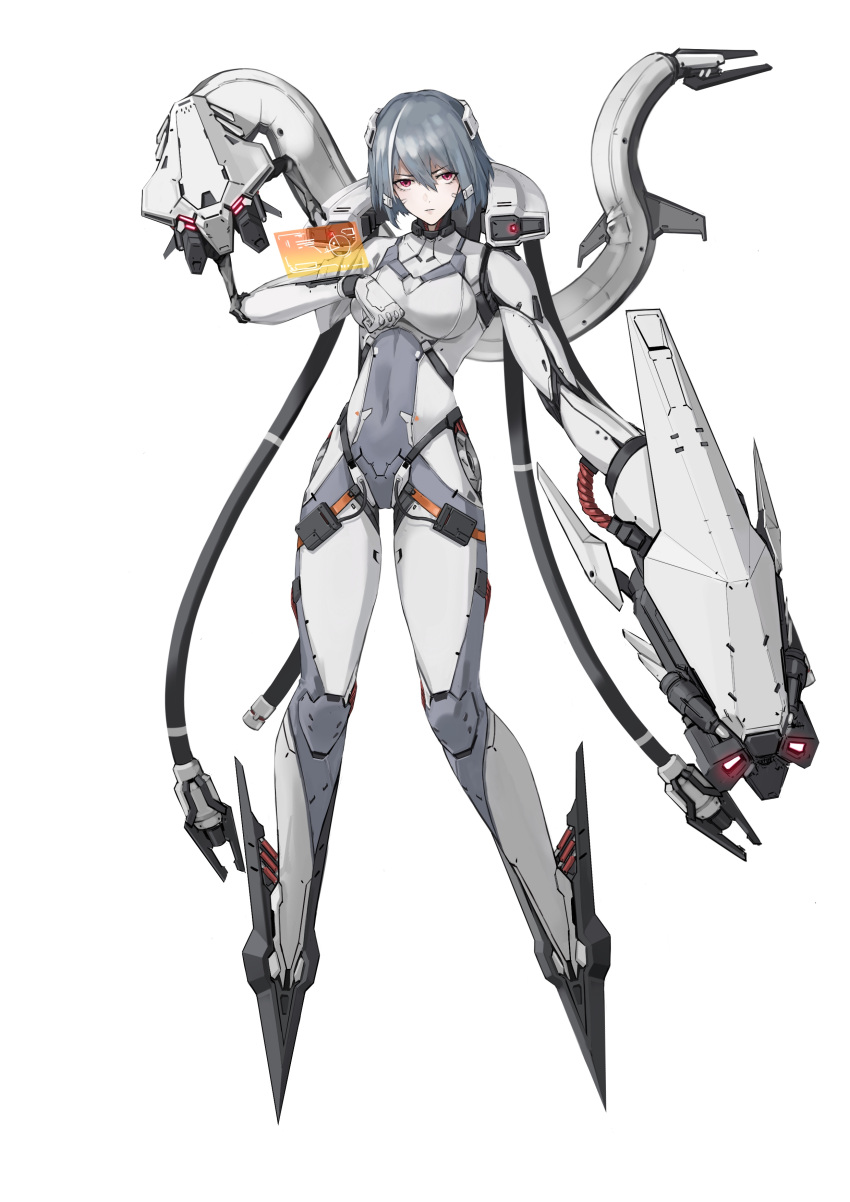 1girl, absurdres, android, asymmetrical_arms, bodysuit, cable, covered_navel, ctpt9r