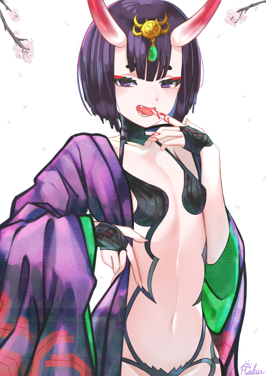 1girl, absurdres, bangs, blood_on_fingers, blunt_bangs, branch, breasts, bridal_gauntlets