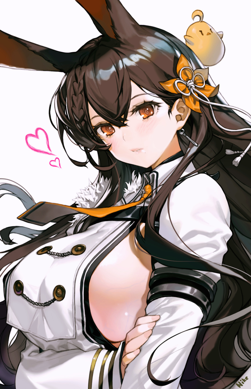 1girl, absurdres, animal_ears, azur_lane, bangs, braid, breasts, brown_eyes