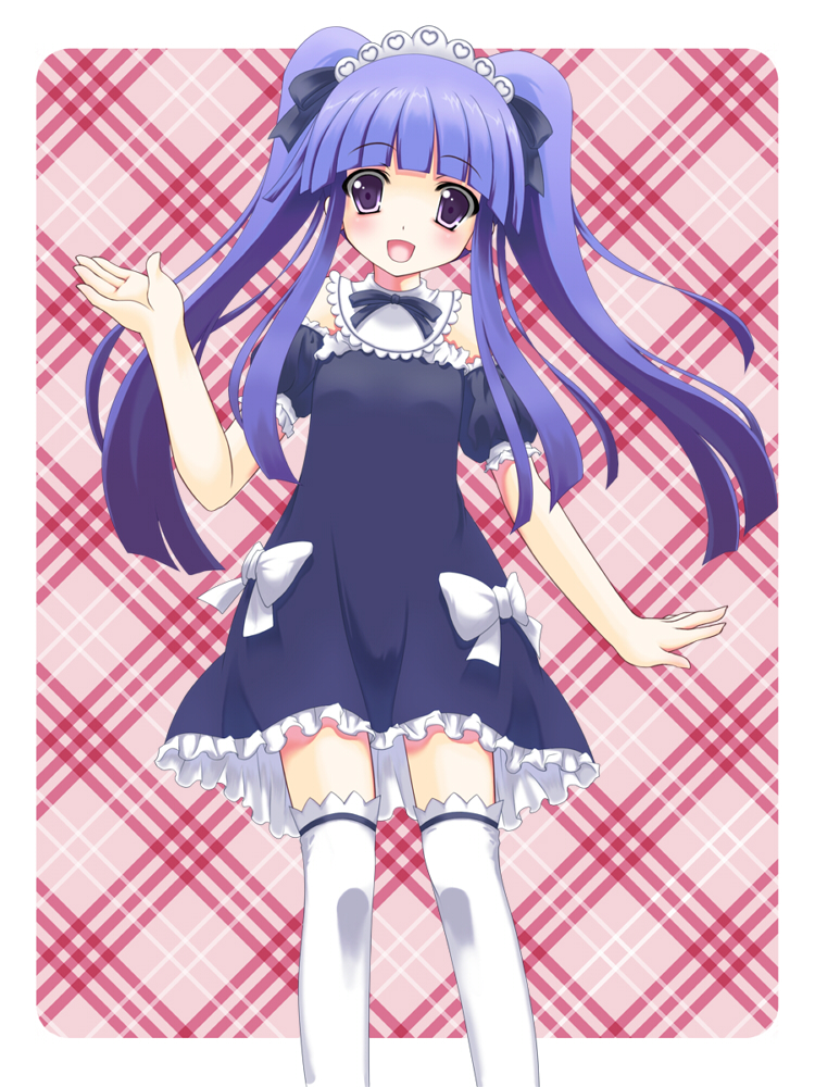 dress, furude_rika, hairband, higurashi_no_naku_koro_ni, hime_cut, kabe_(ryuryuta), long_hair, plaid