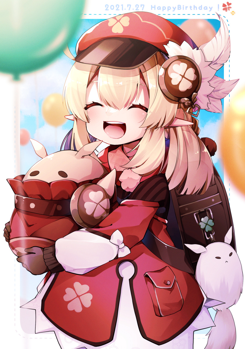 1girl, :d, ^_^, ^o^, absurdres, ahoge, backpack, bag