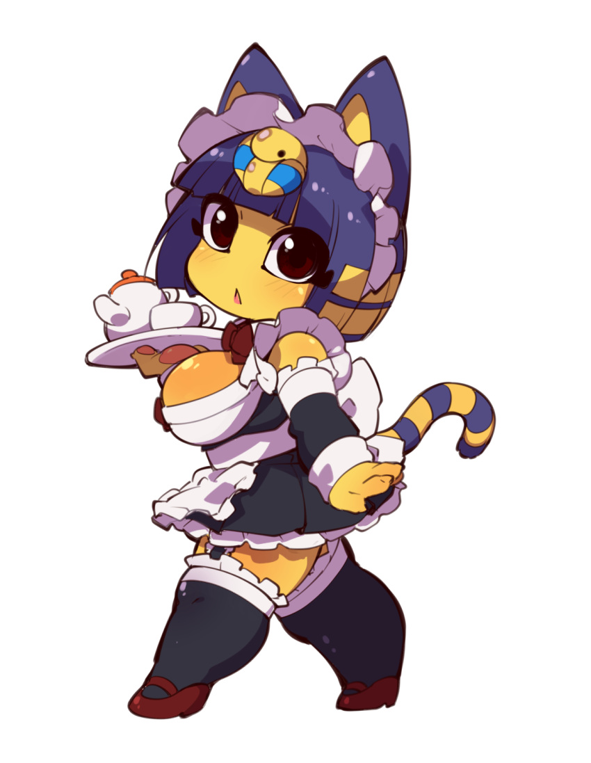 1girl, alternate_costume, animal_crossing, animal_ears, ankha_(animal_crossing), bangs, black_dress, black_eyes
