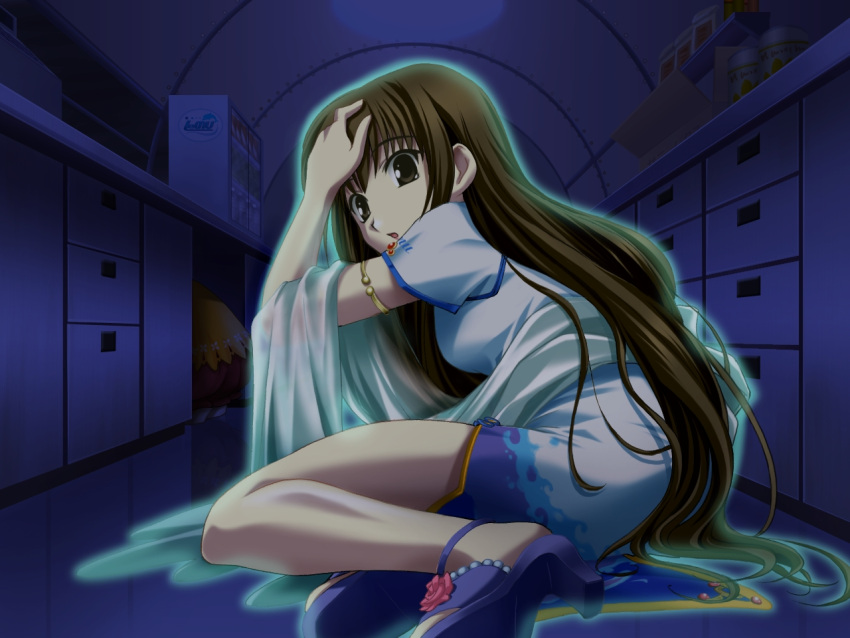 :o, arm_up, armlet, china_dress, chinese_clothes, dark, ever_17, flower