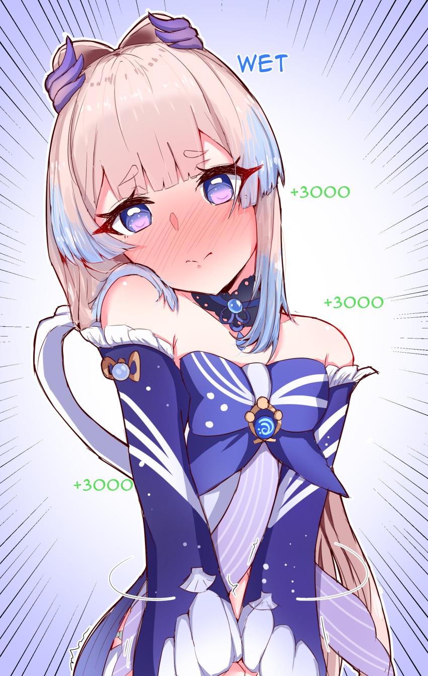 1girl, absurdres, bangs, bare_shoulders, blue_eyes, blunt_bangs, blush, bow