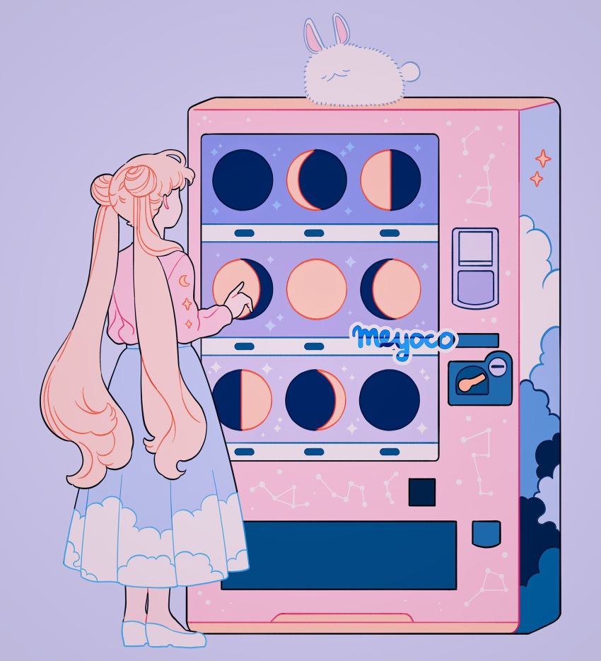 1girl, artist_name, astronomy, bishoujo_senshi_sailor_moon, blue_background, cloud_print, constellation, double_bun