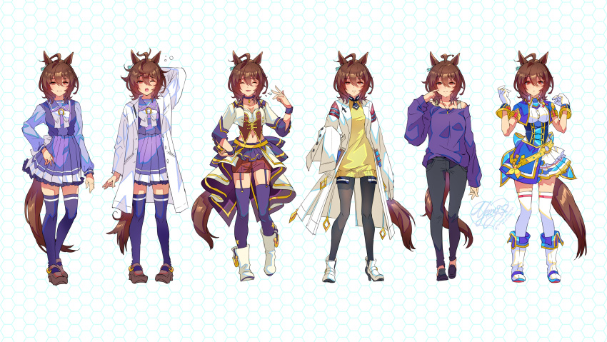 1girl, agnes_tachyon_(umamusume), ahoge, animal_ears, bangs, boots, bow, breasts