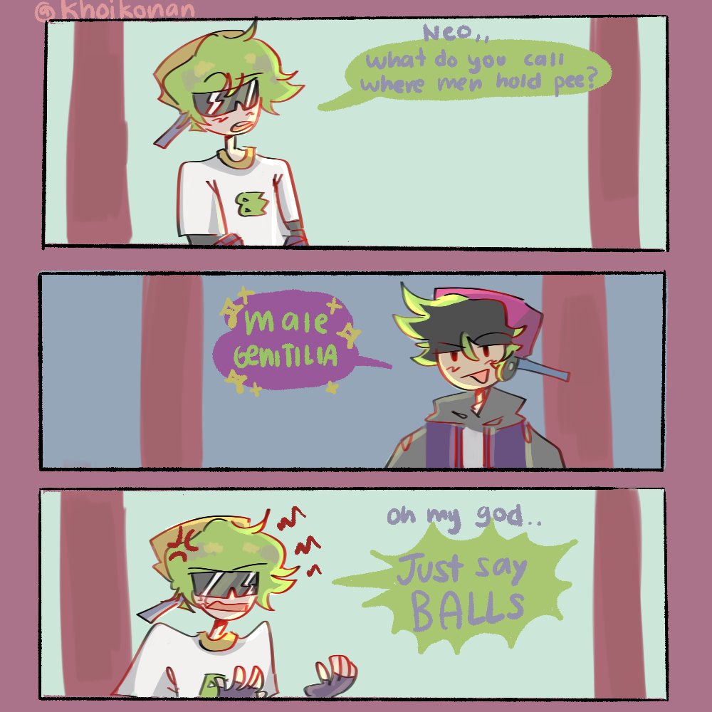 2boys, 3koma, alternate_universe, anger_vein, annoyed, black_hair, boyfriend_(friday_night_funkin'), comic, dual_persona, english_text, friday_night_funkin', green_hair, hat, khoikonan, speech_bubble, sunglasses