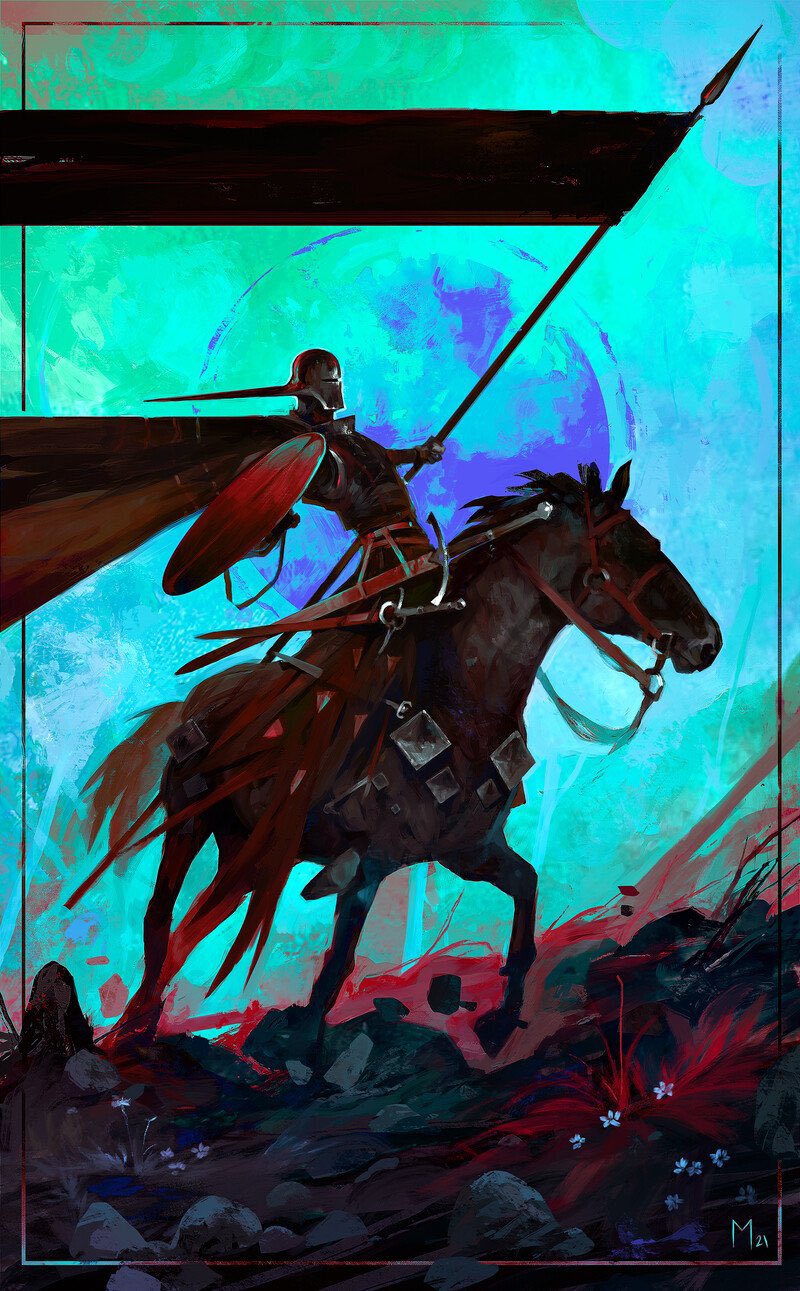 1boy, animal, blood, cape, commentary, dominik_mayer, english_commentary, fantasy