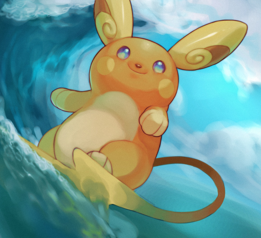 alolan_form, alolan_raichu, blue_eyes, clouds, day, highres, no_humans, outdoors