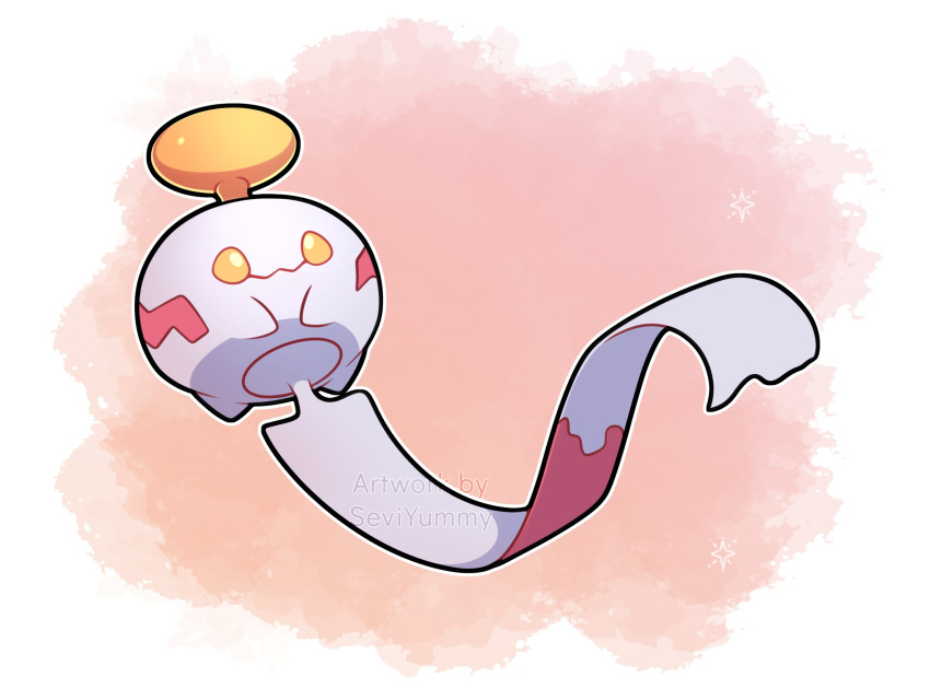 artist_name, chimecho, commentary, happy, highres, no_humans, outline, pink_background