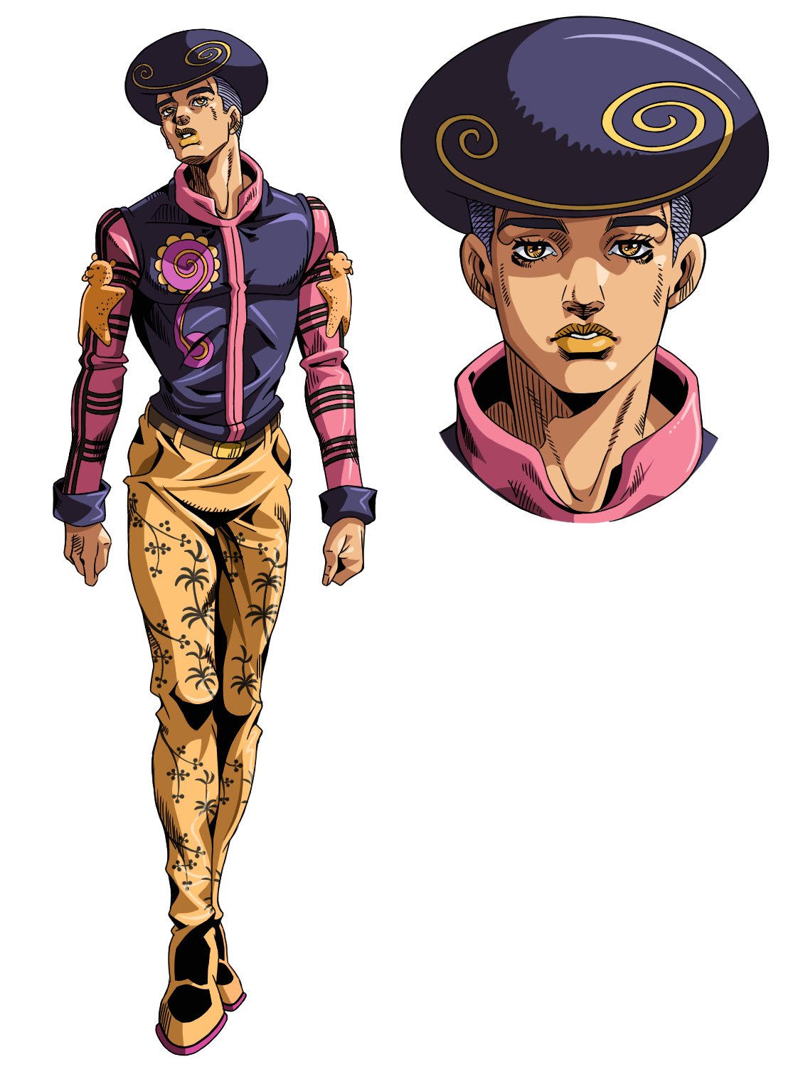 1boy, araki_hirohiko_(style), grandguerrilla, highres, jojo_no_kimyou_na_bouken, jojolion, long_sleeves, looking_at_viewer