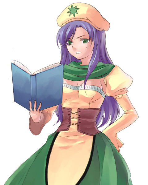 1girl, atelier_(series), blue_hair, book, chemist_(final_fantasy), commentary, faris_scherwiz, final_fantasy