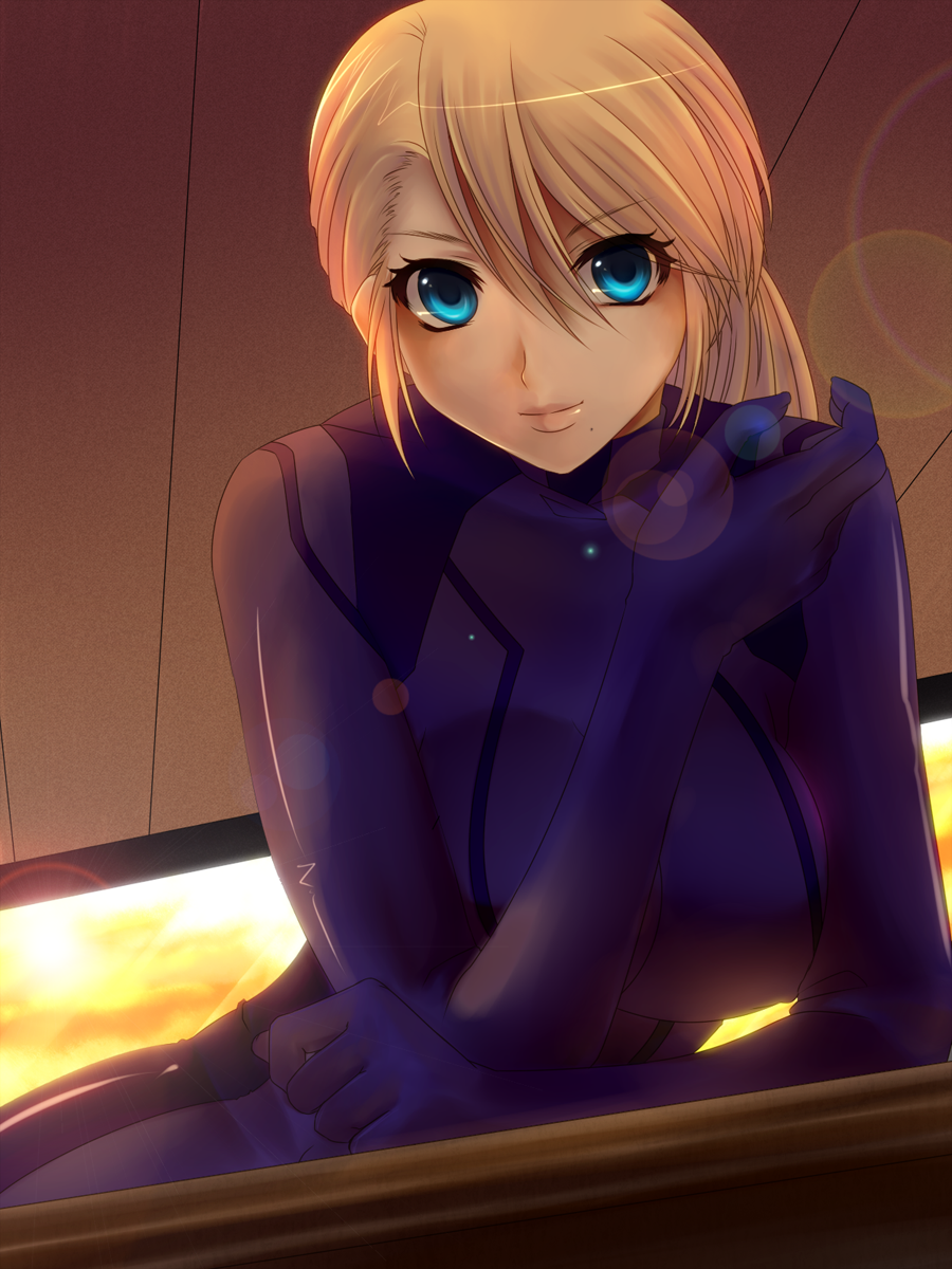 blue_eyes, falcon-samus_(artist), highres, metroid, mole, nintendo, ran_komomo, samus_aran, zero_suit