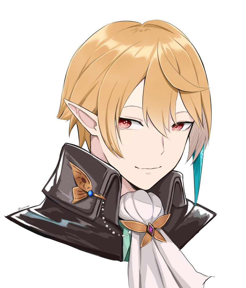 1boy, ascot, bangs, blonde_hair, collared_coat, genderswap, genderswap_(ftm), head_only