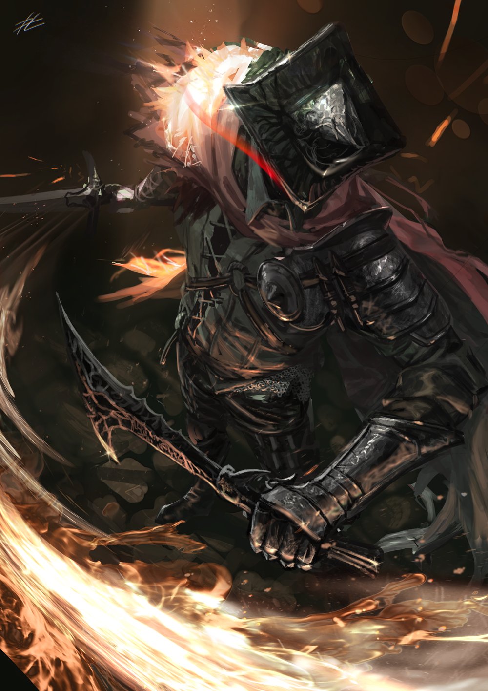 1other, abyss_watcher, ambiguous_gender, armor, boots, cape, dagger, dark_souls_(series)