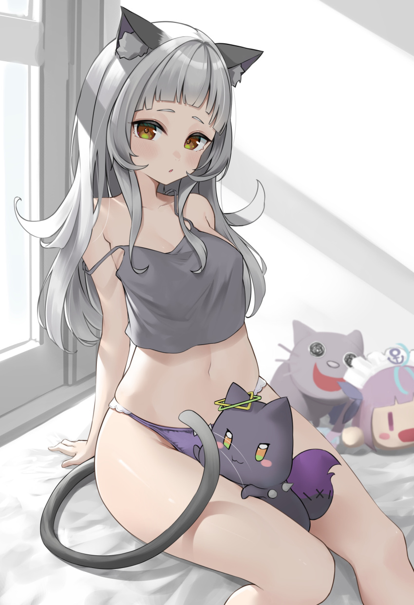 1girl, absurdres, akiki_(kiki), animal_ears, bangs, bare_shoulders, blunt_bangs, cat_ears