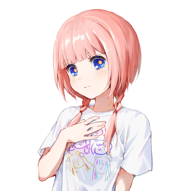 1girl, blue_eyes, blush, braid, hand_on_own_chest, kaf_(kamitsubaki_studio), kamitsubaki_studio, long_hair
