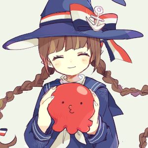 1girl, anchor_symbol, bangs, blue_headwear, blue_shirt, blush, bow, braid