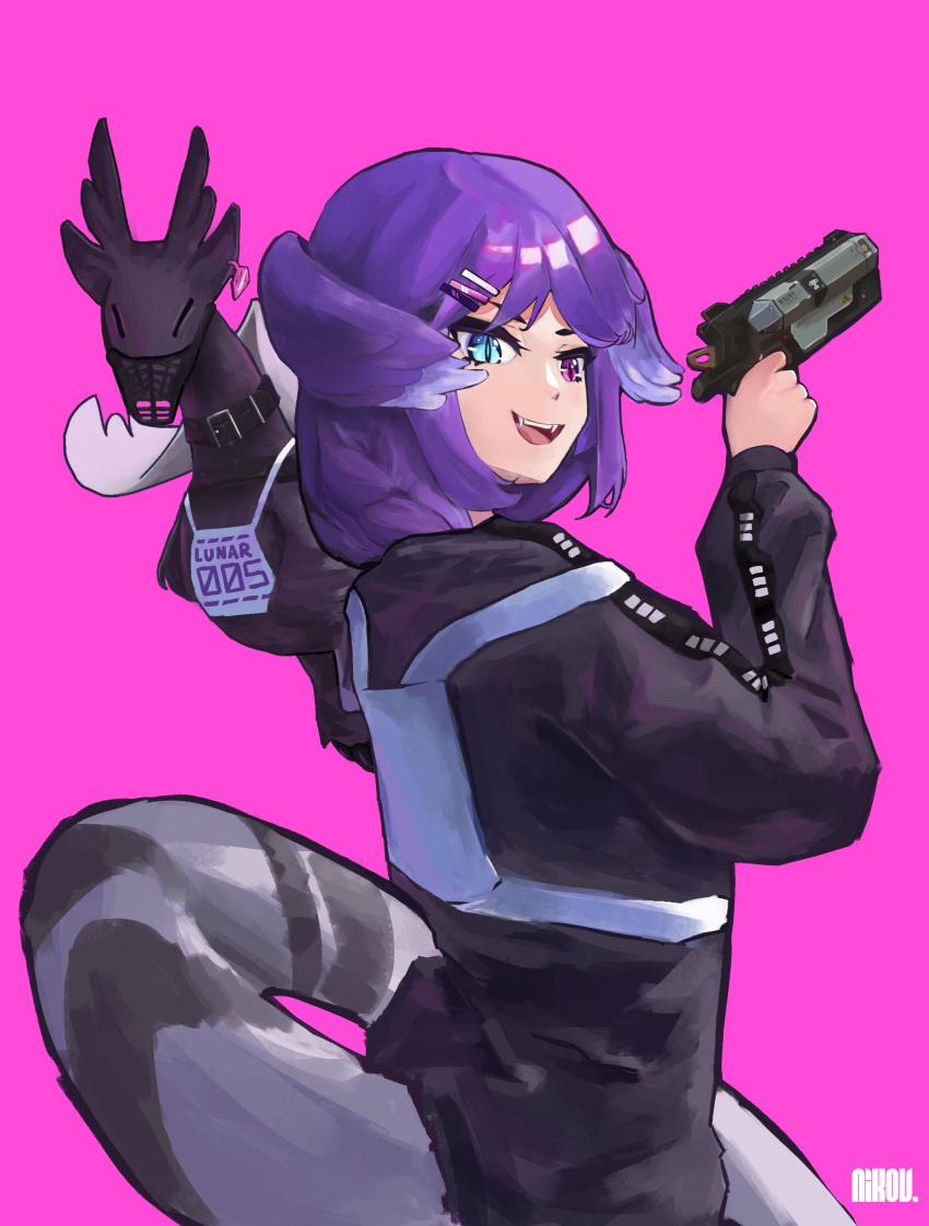 1girl, absurdres, animal_on_shoulder, apex_legends, b3_wingman, black_sweater, blue_eyes, dragon