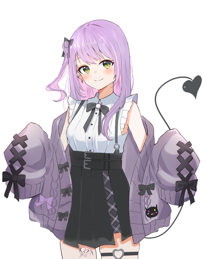 1girl, absurdres, black_bow, black_skirt, blush, bow, breasts, closed_mouth