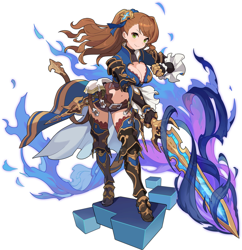 1girl, armor, armored_boots, artist_request, asymmetrical_bangs, aura, bangs, beatrix_(granblue_fantasy)