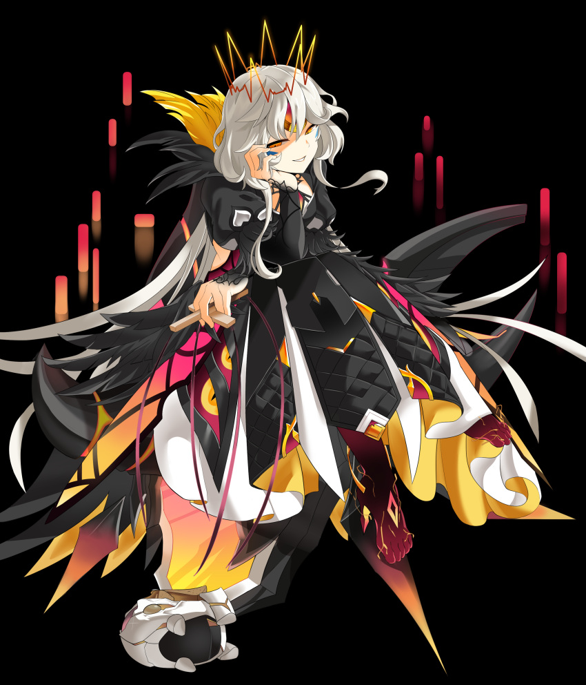 absurdres, code:_antithese_(elsword), crossed_legs, crown, eve_(elsword), head_rest, highres, long_hair