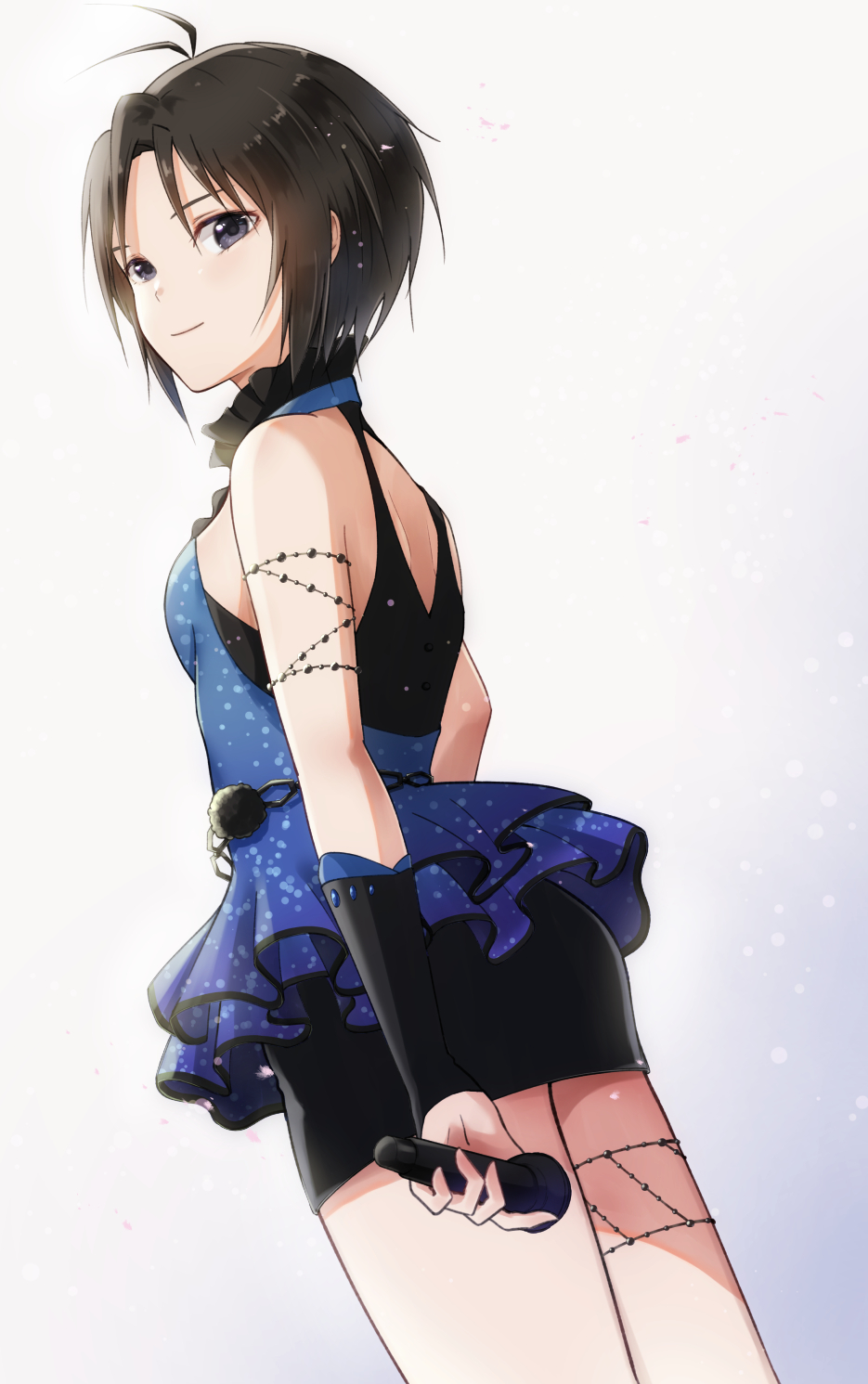 1girl, antenna_hair, armlet, backless_dress, backless_outfit, bangs, bare_back, bare_shoulders